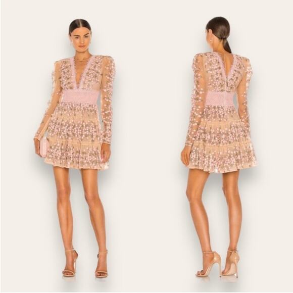 Bronx and Banco Megan Long Sleeve Mini Dress in Rose Pink Small (2-4 US) Women’s - Picture 1 of 13